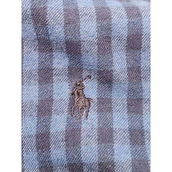 Ralph Lauren Shirt Mens L Blue Check Flannel Button Down Classic Fit Performance - Picture 5 of 6